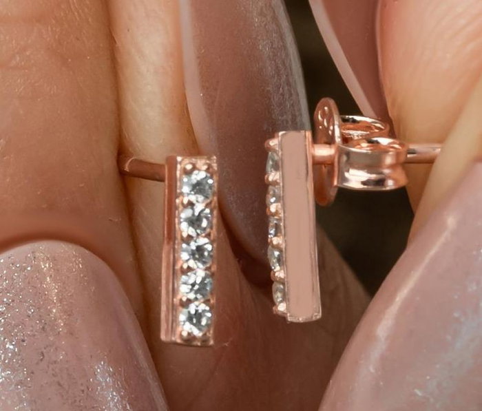 Heliophilia Silver Pendientes de Plata de Ley 925 con Oro Rosa y Circón